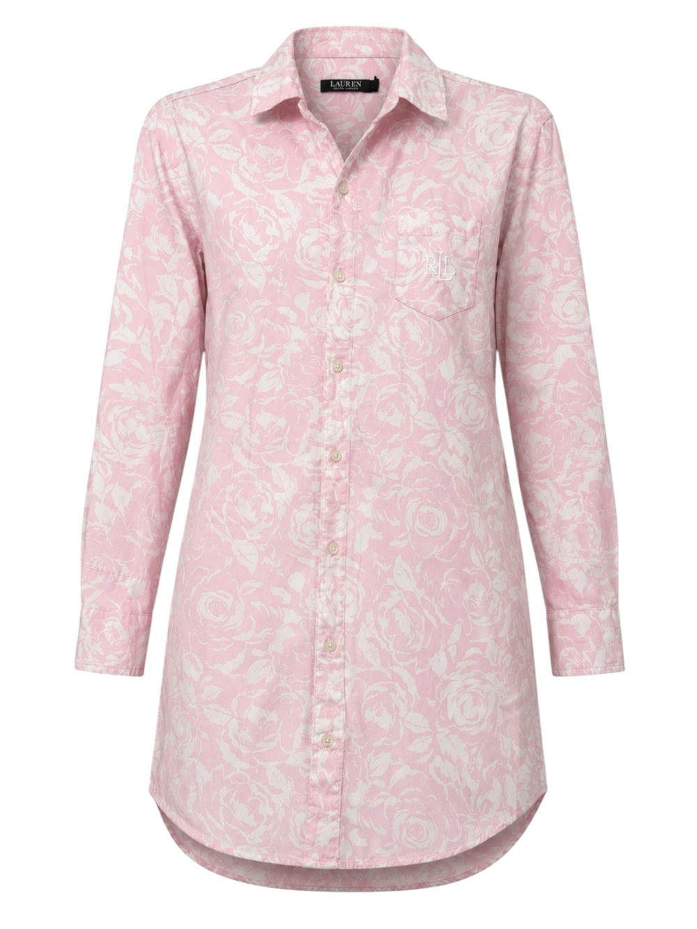 Lauren Ralph Lauren Pink Floral Sleep Shirt Nightgown Monogram Pajama